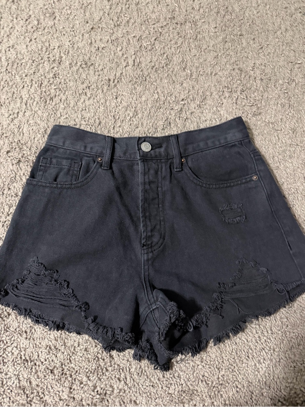 PacSun Black Distressed Cutoff Denim Shorts